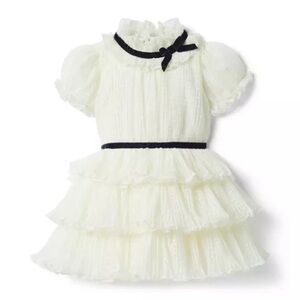 Janie and jack Dot Puff Sleeve Dress
 White Ruffled with Black Accents